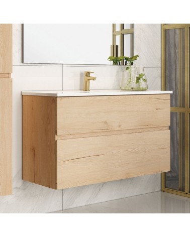 Mobile bagno sospeso Londres con due cassetti 100x45x59 cm colore rovere