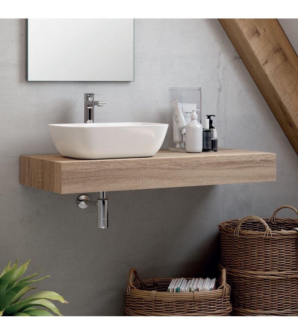Mensola d'appoggio Ely per lavabo colore rovere cambrian 120x45x12 cm.