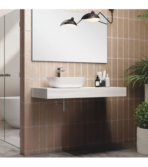 Mensola d'appoggio Ely per lavabo colore rovere grigio ghiaccio 120x45x12 cm.