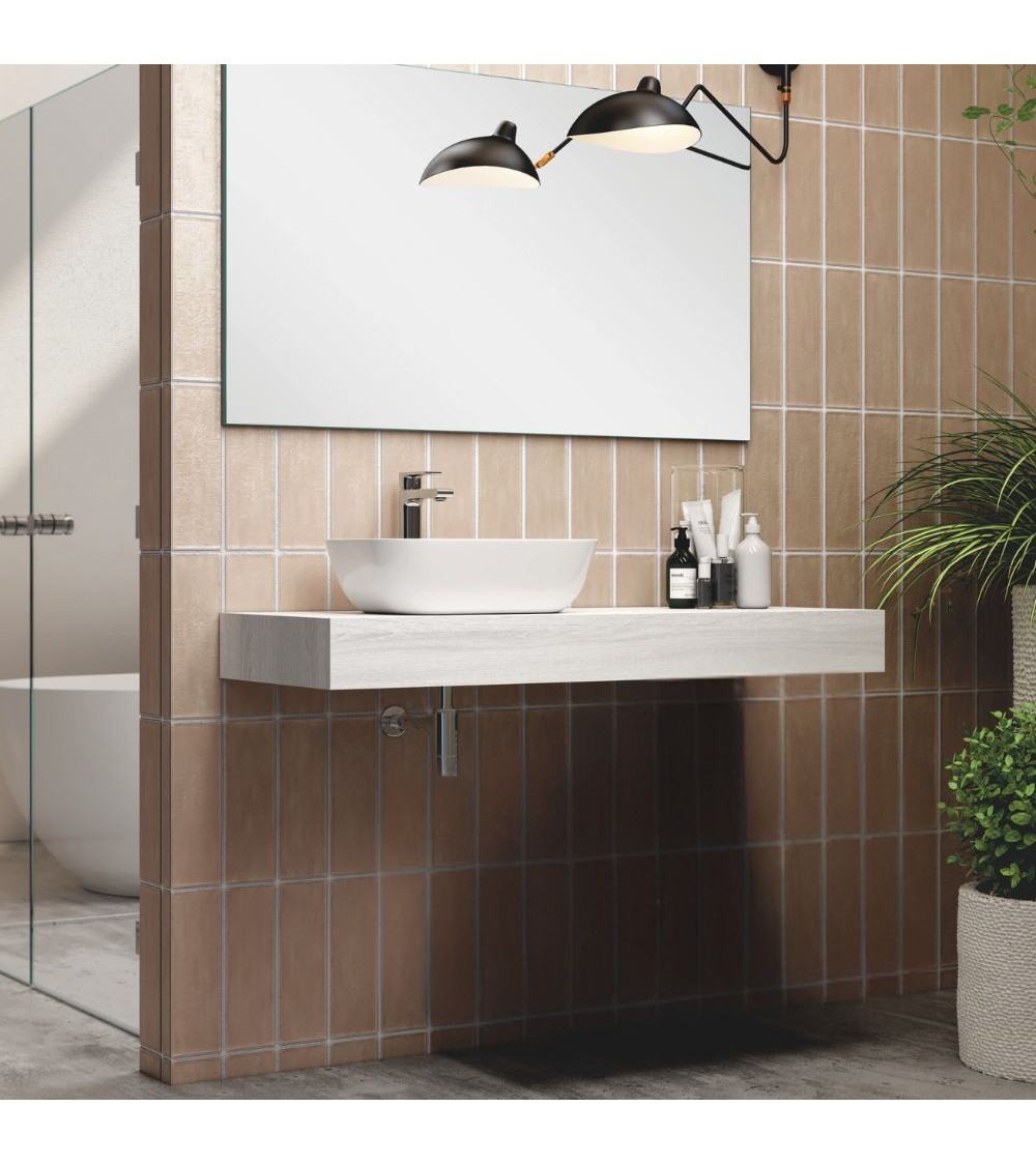 Mensola d'appoggio Ely per lavabo colore rovere grigio ghiaccio 120x45x12 cm.