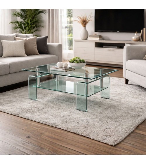 Tavolino Crystal in vetro temperato 100x60x39 cm.