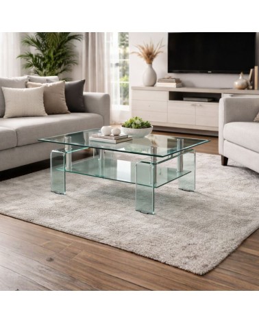 Tavolino Crystal in vetro temperato 100x60x39 cm.