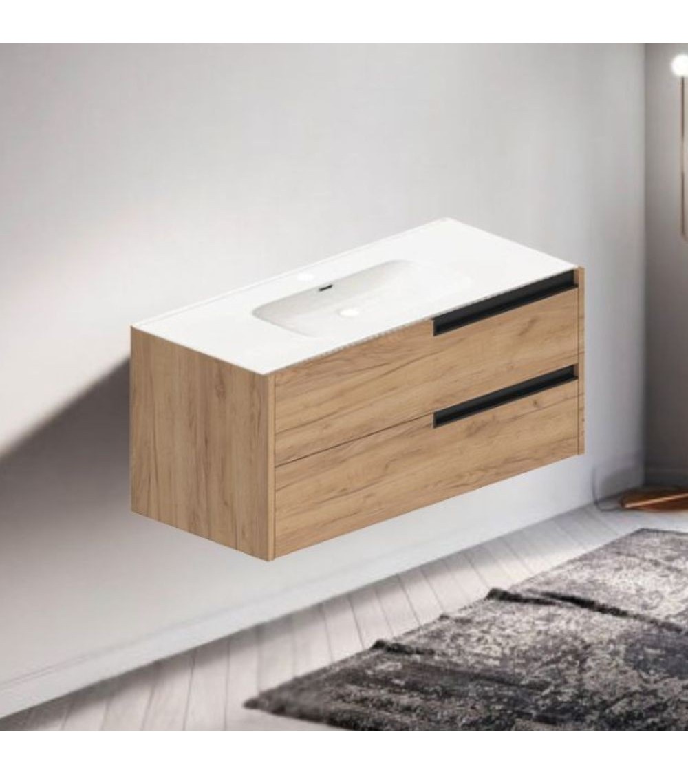 Mobile bagno sospeso Modular con due cassettoni 100x45x50 cm colore rovere miele