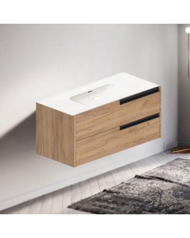 Mobile bagno sospeso Modular con due cassettoni 100x45x50 cm colore rovere miele