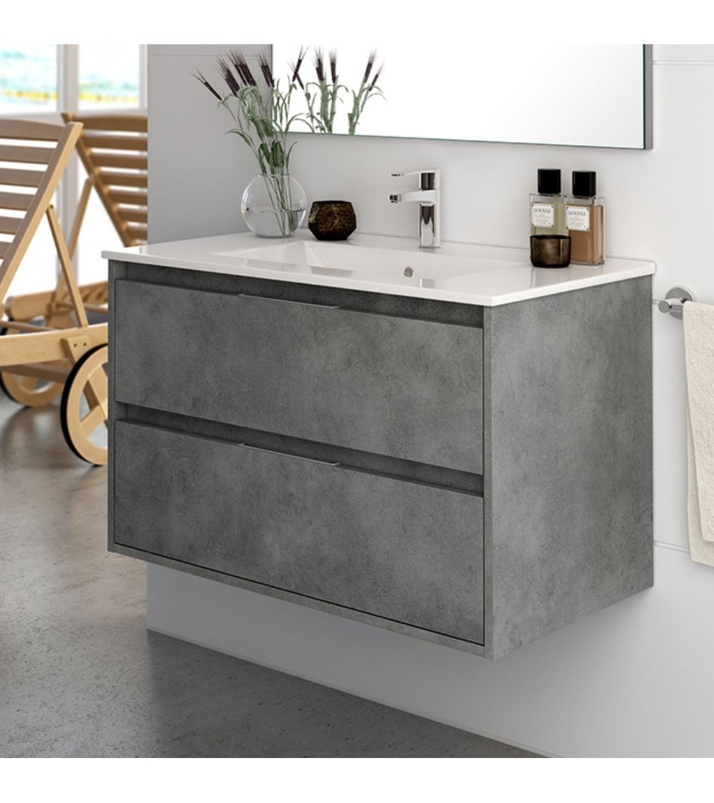 Mobile bagno sospeso Bolton con 2 cassetti 60x45x48 cm colore cemento