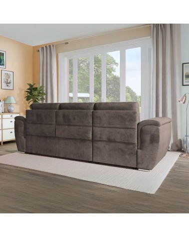 Divano angolare Kendall II con letto estraibile e penisola contenitore reversibile in tessuto Giulia 9703 cappuccino
