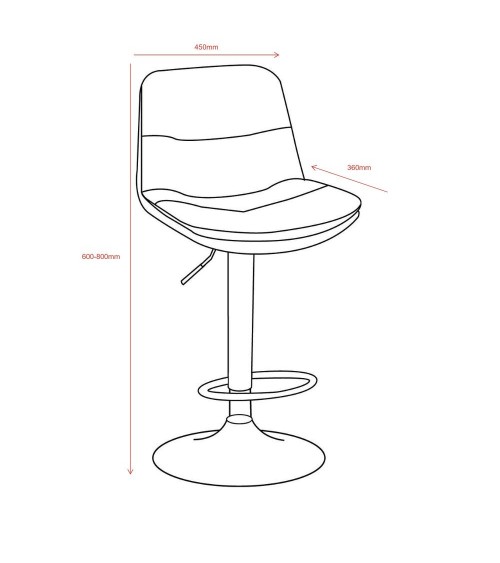 Sgabello Paco con seduta in ecopelle grigio e gamba in metallo inox