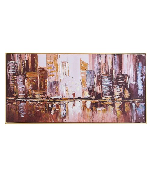Quadro astratto città su tela con cornice nera Quadro2