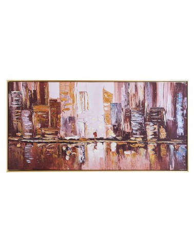 Quadro astratto città su tela con cornice nera Quadro2