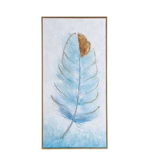 Quadro disegno piuma su tela e cornice oro Quadro5