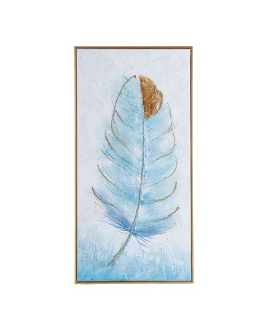 Quadro disegno piuma su tela e cornice oro Quadro5