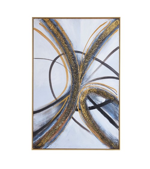 Quadro astratto oro nero su tela con cornice oro Quadro6
