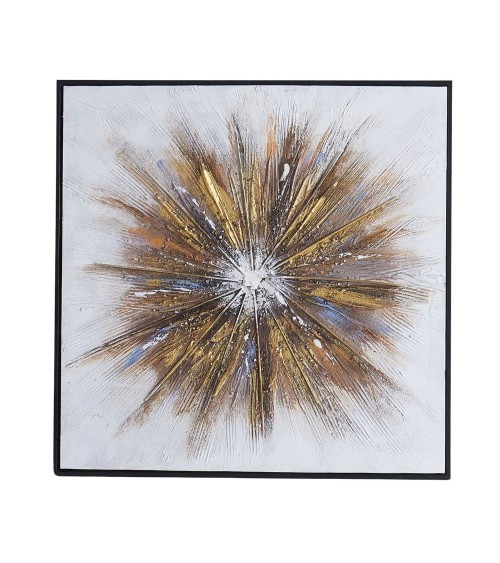 Quadro astratto oro su tela con cornice nera Quadro7