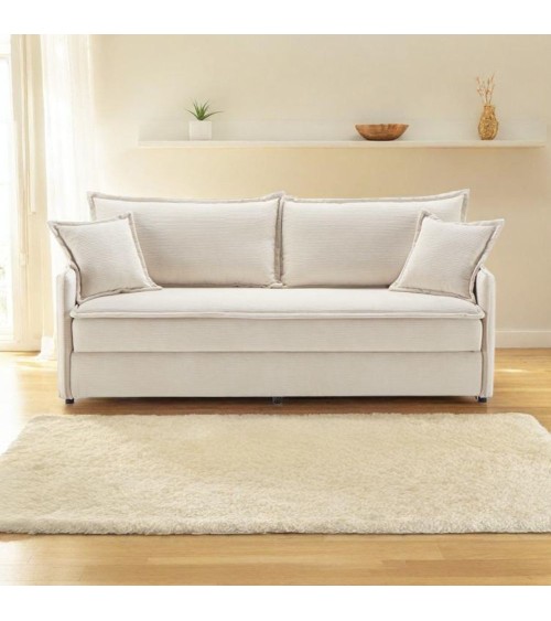 Divano letto Ghide con contenitore colore panna 217x86x95 cm.