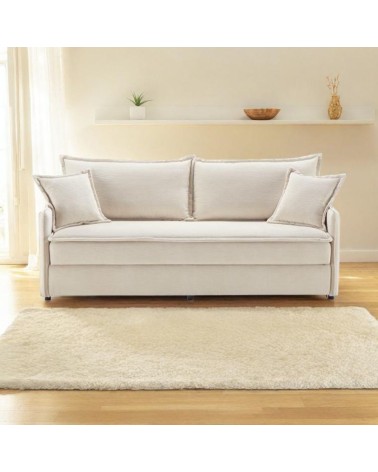 Divano letto Ghide con contenitore colore panna 217x86x95 cm.