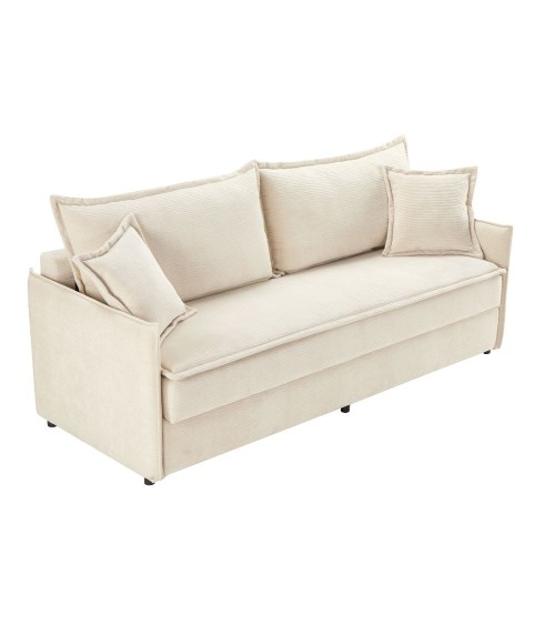 Divano letto Ghide con contenitore colore panna 217x86x95 cm.