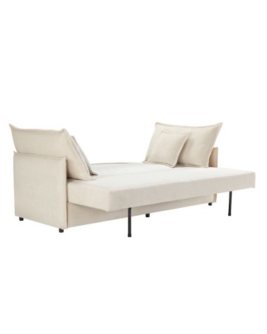 Divano letto Ghide con contenitore colore panna 217x86x95 cm.