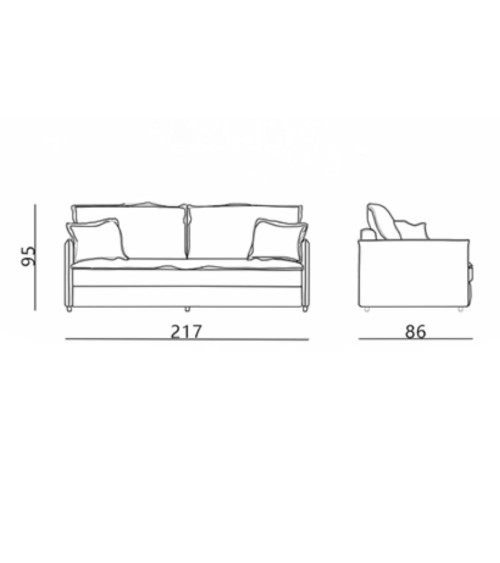 Divano letto Ghide con contenitore colore panna 217x86x95 cm.