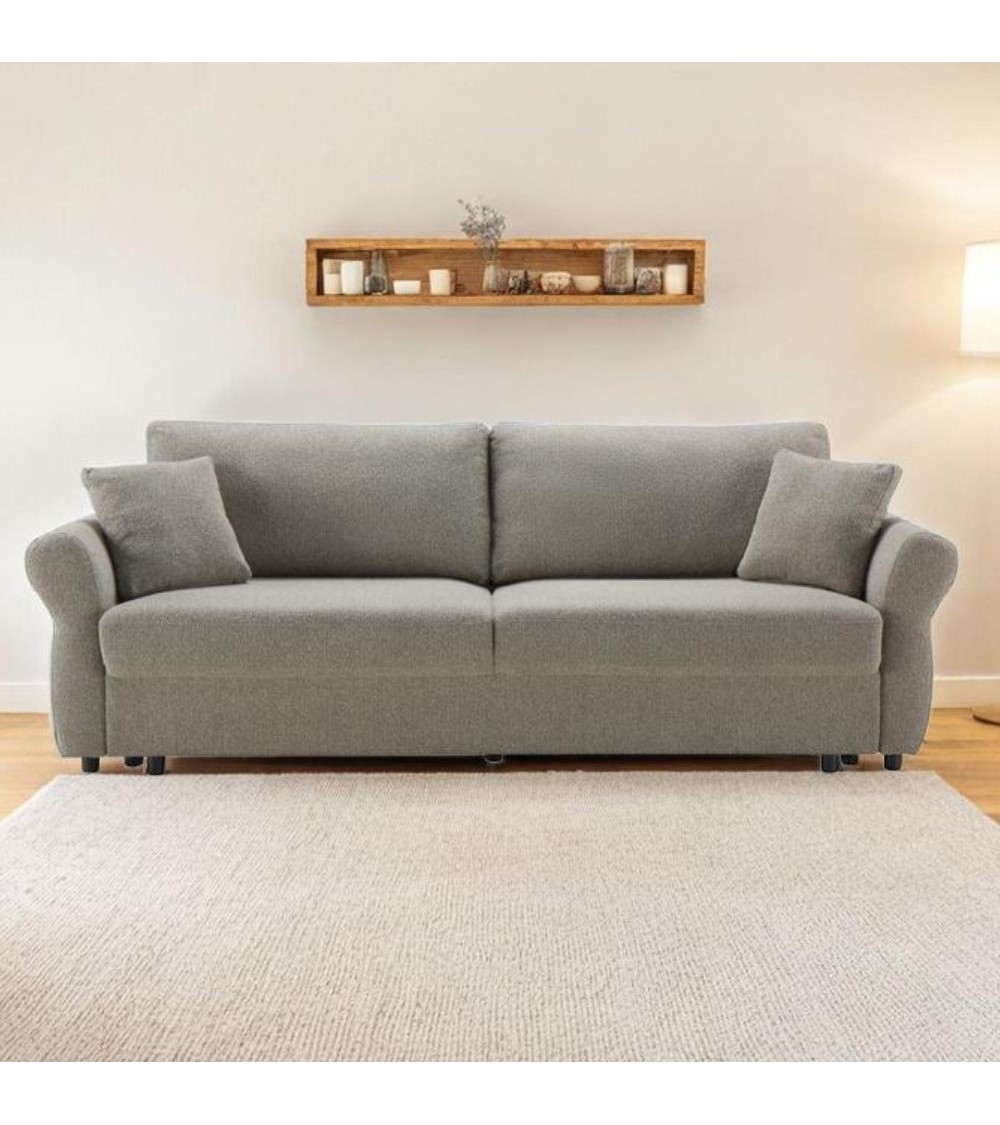 Divano letto Loki con contenitore e topper incluso colore tortora