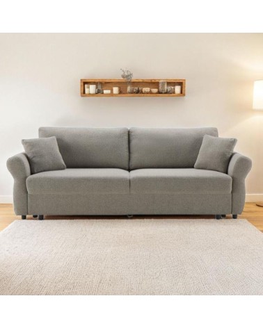 Divano letto Loki con contenitore e topper incluso colore tortora