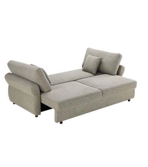 Divano letto Loki con contenitore e topper incluso colore tortora