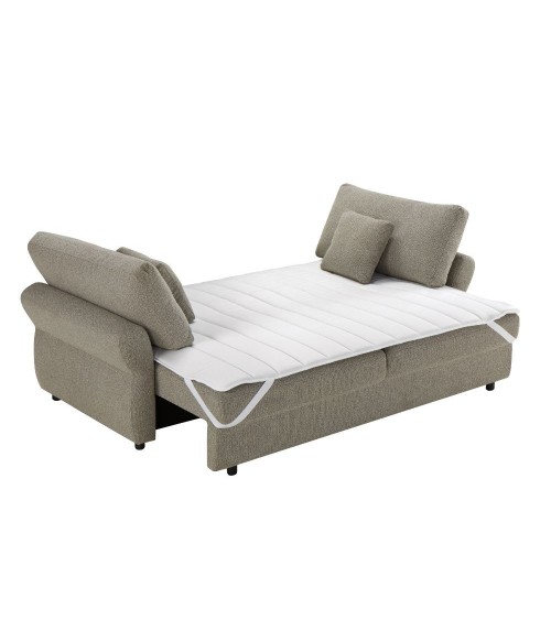 Divano letto Loki con contenitore e topper incluso colore tortora