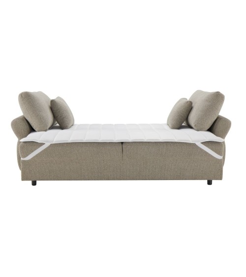 Divano letto Loki con contenitore e topper incluso colore tortora