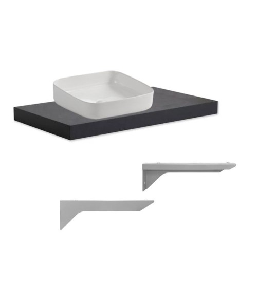 Mensolone da bagno 80x48 con lavabo da appoggio colore antracite