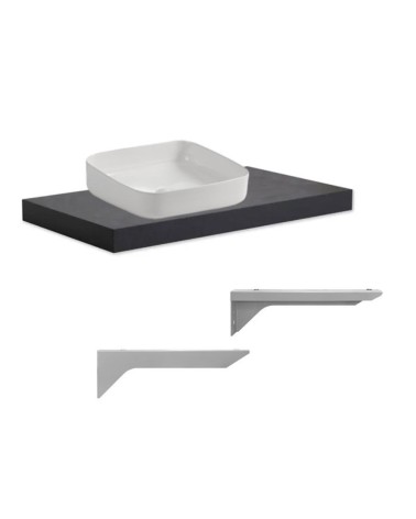 Mensolone da bagno 80x48 con lavabo da appoggio colore antracite