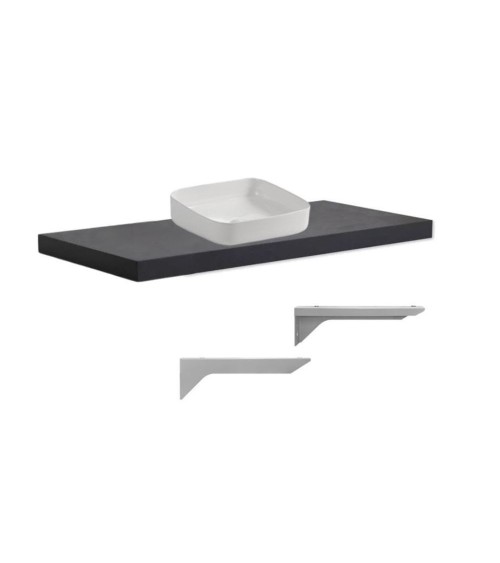 Mensolone da bagno 120x47 con lavabo da appoggio colore antracite