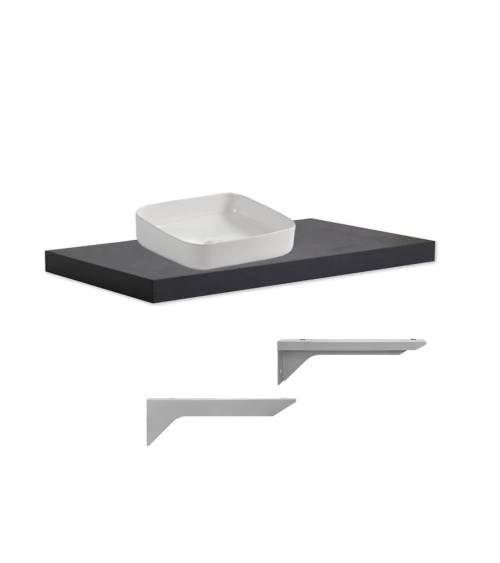 Mensolone da bagno 100x47 con lavabo da appoggio colore antracite