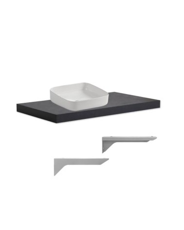 Mensolone da bagno 100x47 con lavabo da appoggio colore antracite
