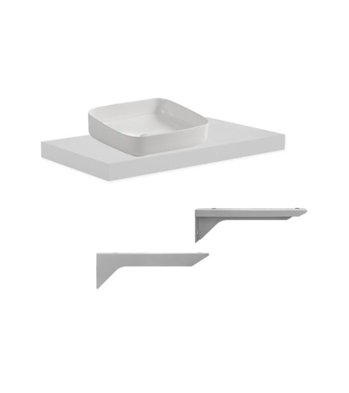 Mensolone da bagno 80x48 con lavabo da appoggio colore bianco