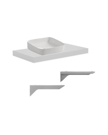 Mensolone da bagno 80x48 con lavabo da appoggio colore bianco