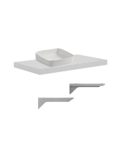 Mensolone da bagno 100x47 con lavabo da appoggio colore bianco