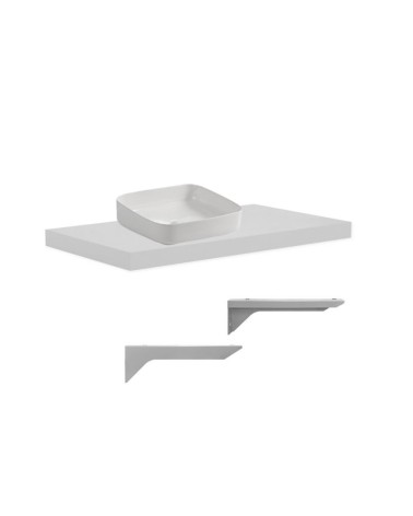 Mensolone da bagno 100x47 con lavabo da appoggio colore bianco