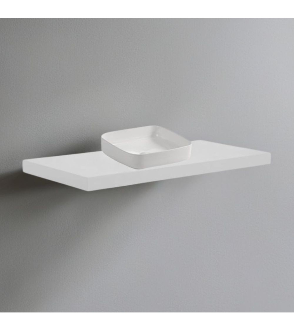 Mensolone da bagno 120x47 con lavabo da appoggio colore bianco