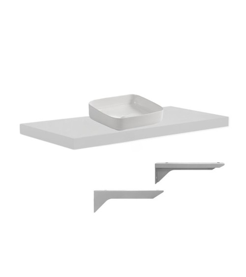 Mensolone da bagno 120x47 con lavabo da appoggio colore bianco