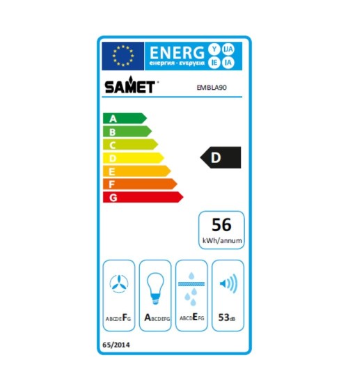Samet cappa da parete Embla 90 colore nero
