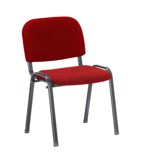 Sedia da ufficio con struttura in metallo nero e tessuto rosso