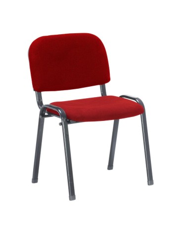 Sedia da ufficio con struttura in metallo nero e tessuto rosso