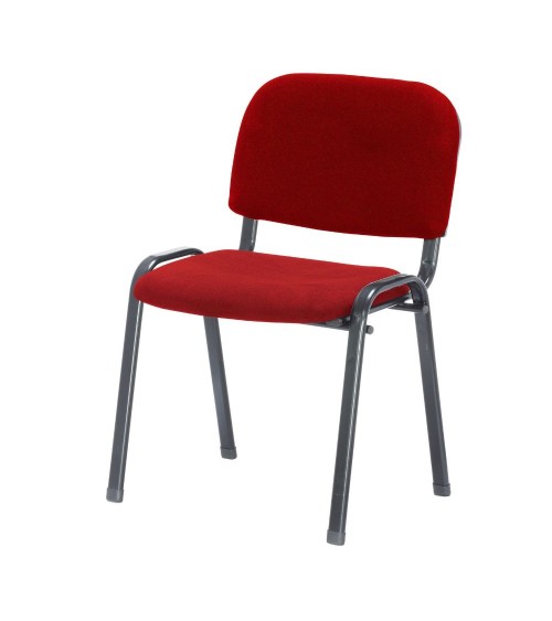 Sedia da ufficio con struttura in metallo nero e tessuto rosso