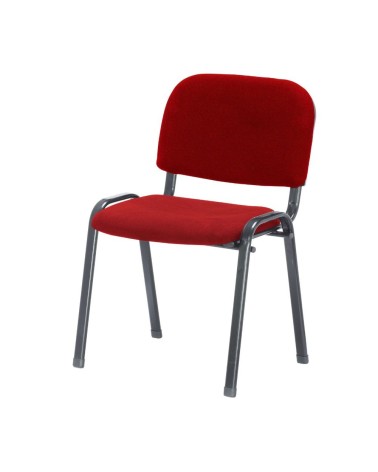 Sedia da ufficio con struttura in metallo nero e tessuto rosso