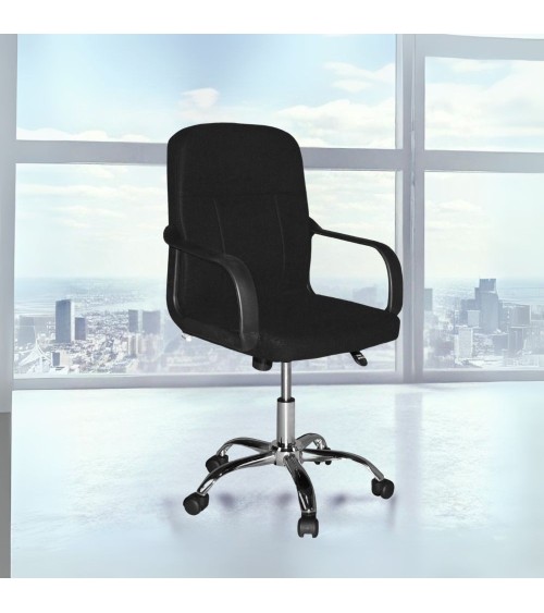 Poltrona da ufficio PC116P in tessuto nero e base cromata