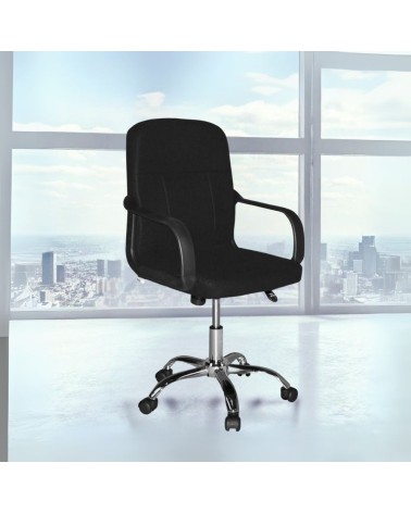 Poltrona da ufficio PC116P in tessuto nero e base cromata