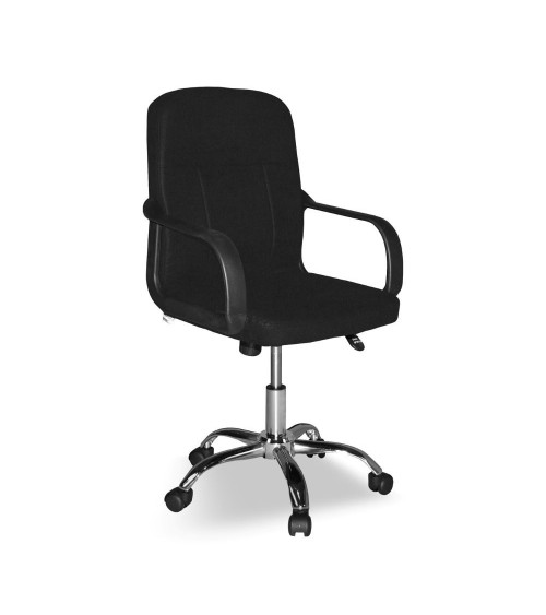 Poltrona da ufficio PC116P in tessuto nero e base cromata