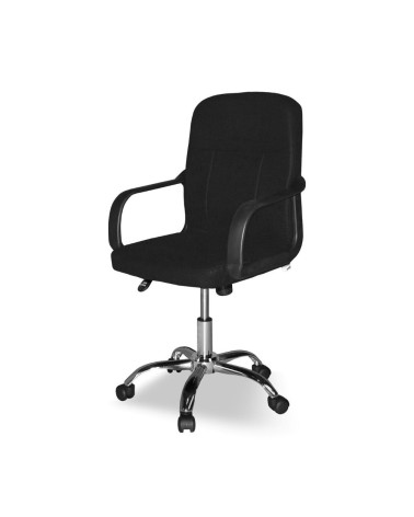 Poltrona da ufficio PC116P in tessuto nero e base cromata