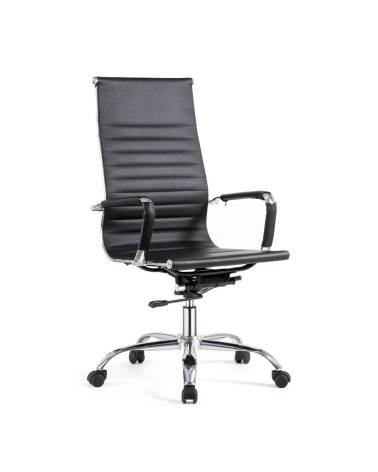 Poltrona per ufficio CR552H in pvc colore nero con base cromata