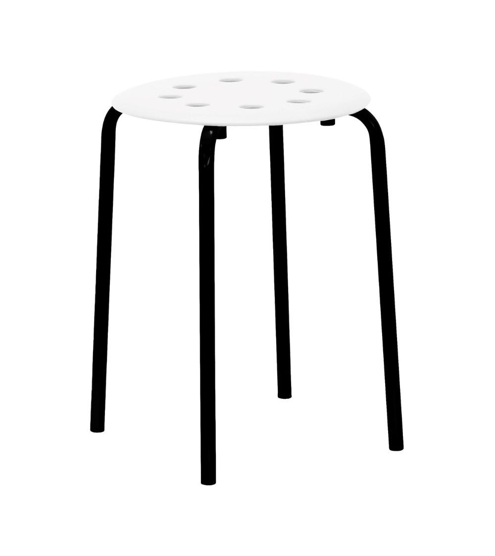Sgabello in metallo H2008 colore bianco con gambe nere