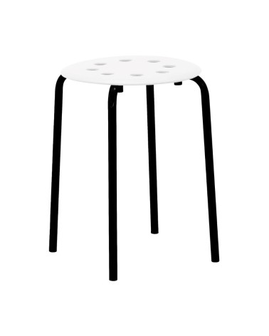 Sgabello in metallo H2008 colore bianco con gambe nere